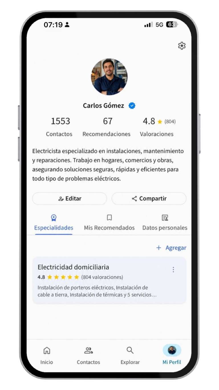 Perfil del contacto
